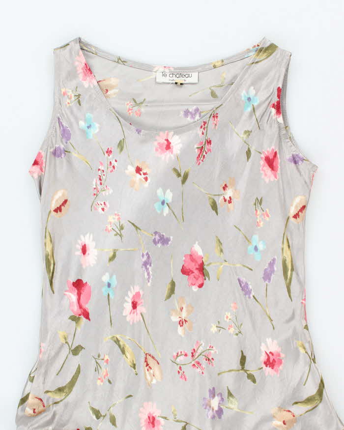 Vintage 90s Le Chateau Floral Satin Dress - M