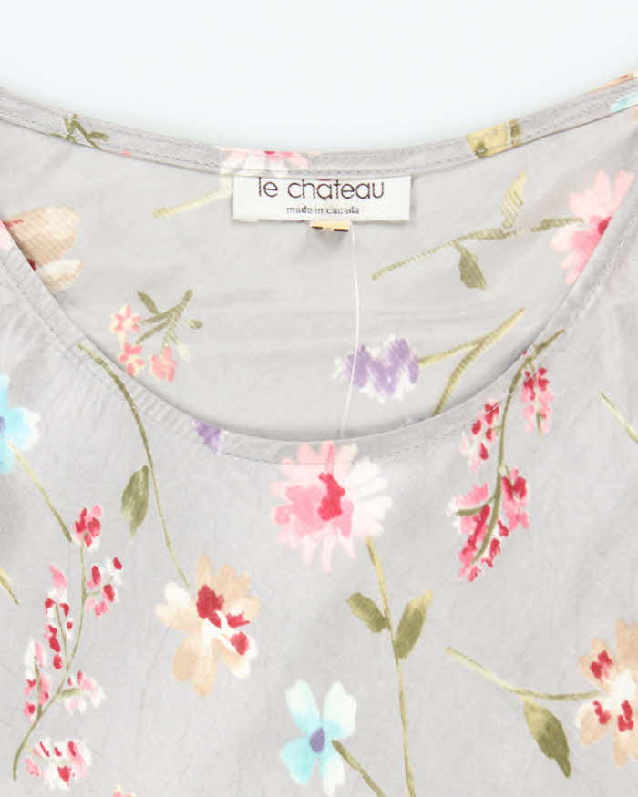 Vintage 90s Le Chateau Floral Satin Dress - M