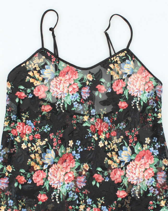Vintage 90s Linda Bis Sheer Floral Slip Dress- M