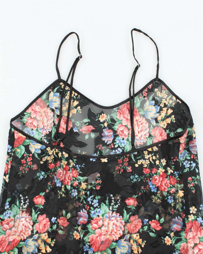 Vintage 90s Linda Bis Sheer Floral Slip Dress- M