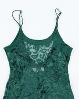 Vintage 90s Versailles Mesh Velvet Slip Dress - M