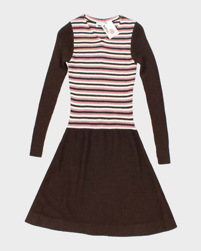 Deadstock Vintage 70s Audrey Long Sleeve Knit Dress - XS