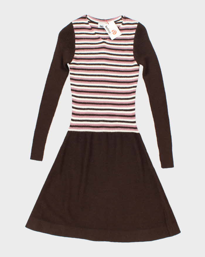 Deadstock Vintage 70s Audrey Long Sleeve Knit Dress - XS