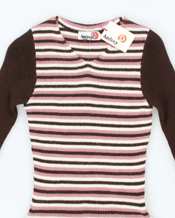 Deadstock Vintage 70s Audrey Long Sleeve Knit Dress - XS