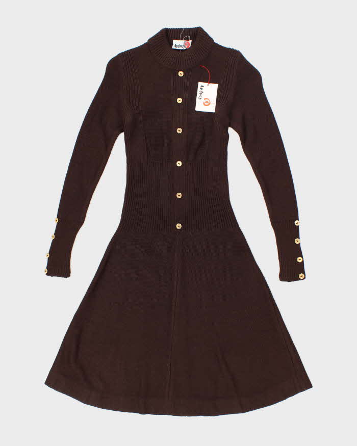 Deadstock Vintage 70s Audrey Long Sleeve Knit Dress - XS