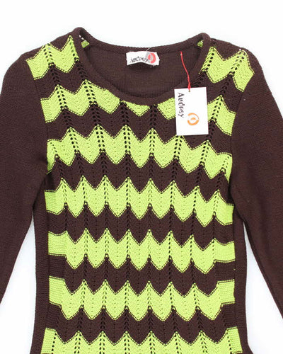 Deadstock Vintage 70s Audrey Long Sleeve Knit Dress - S
