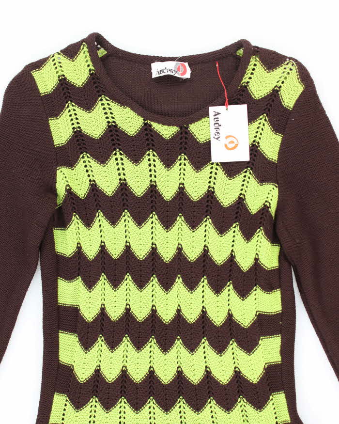 Deadstock Vintage 70s Audrey Long Sleeve Knit Dress - S