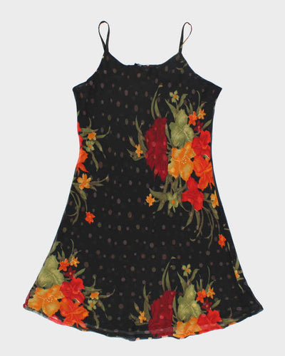 Vintage 90s Nikky Mesh Polka Dot Floral Slip Dress - XL