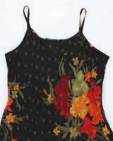 Vintage 90s Nikky Mesh Polka Dot Floral Slip Dress - XL
