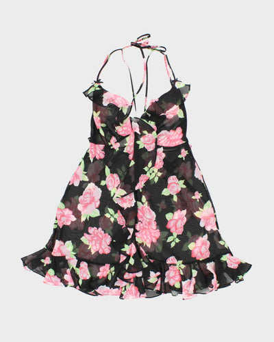Vintage Y2k 00s La Vie En Rose Mesh Floral Slip Dress - M