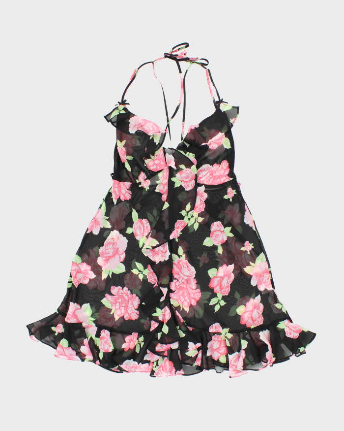Vintage Y2k 00s La Vie En Rose Mesh Floral Slip Dress - M