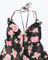Vintage Y2k 00s La Vie En Rose Mesh Floral Slip Dress - M