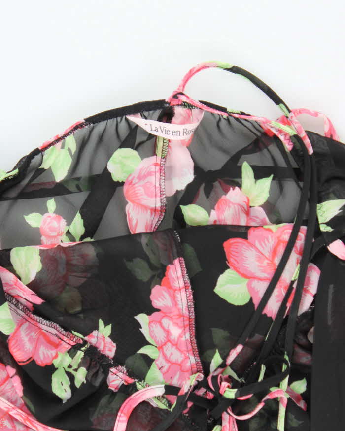 Vintage Y2k 00s La Vie En Rose Mesh Floral Slip Dress - M