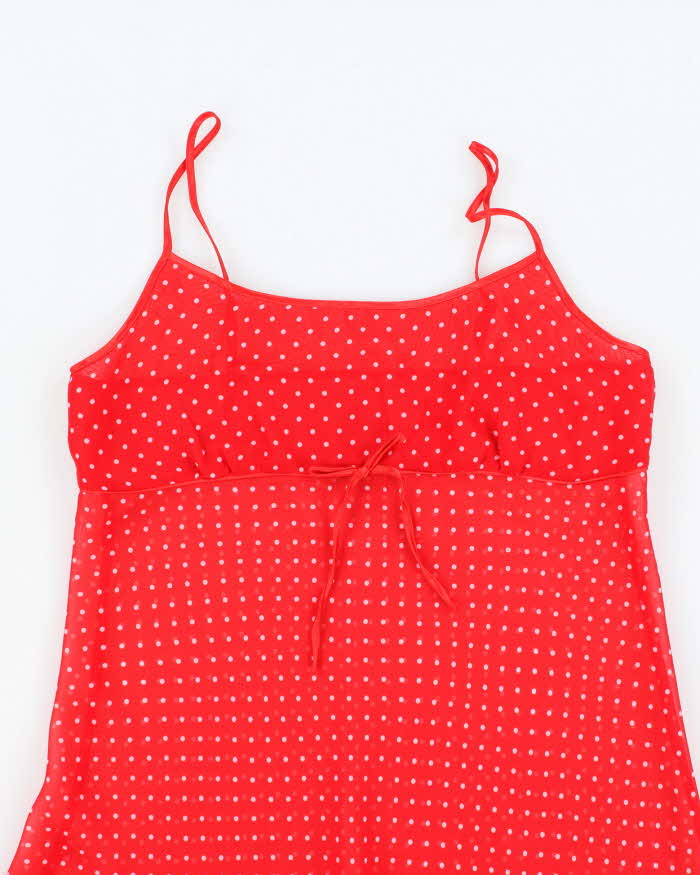 Vintage Y2k 00s Aimer Polka Dot Mesh Slip Dress - S