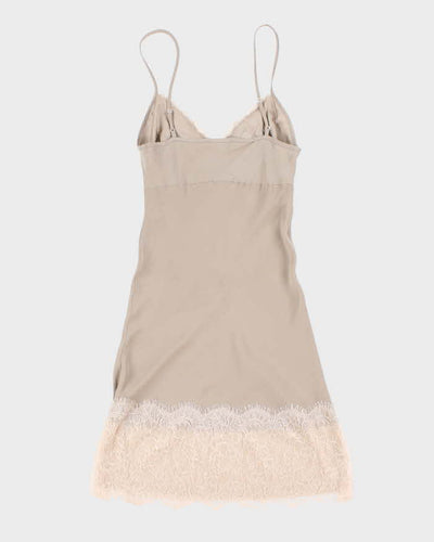 Vintage 90s Gold Hawk Silk Slip Dress - XS