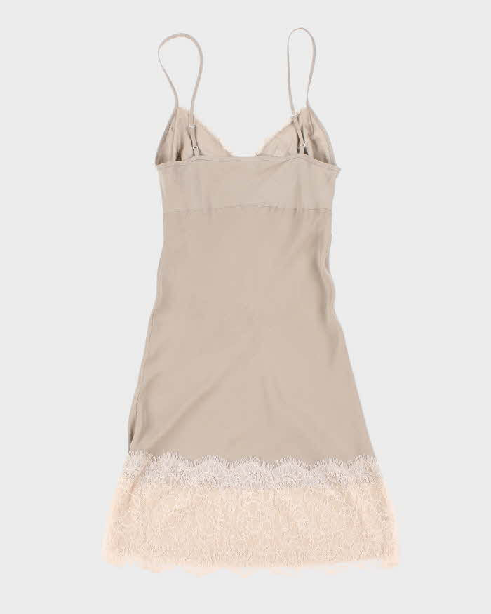 Vintage 90s Gold Hawk Silk Slip Dress - XS