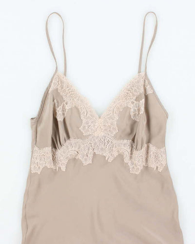 Vintage 90s Gold Hawk Silk Slip Dress - XS