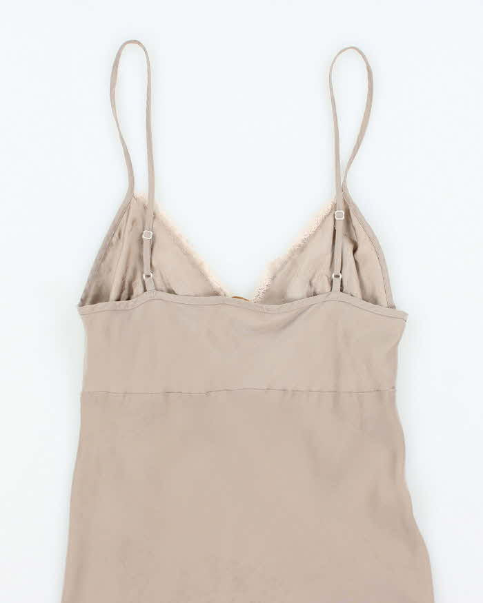 Vintage 90s Gold Hawk Silk Slip Dress - XS