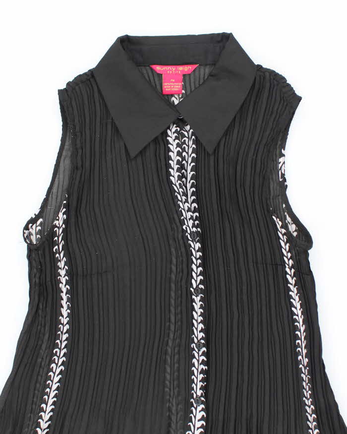 Vintage 00s Sunny Leigh Plisse Sheer Dress - M