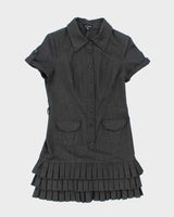 Vintage Y2k 00s Le Chateau Button-up Pleated Dress - M