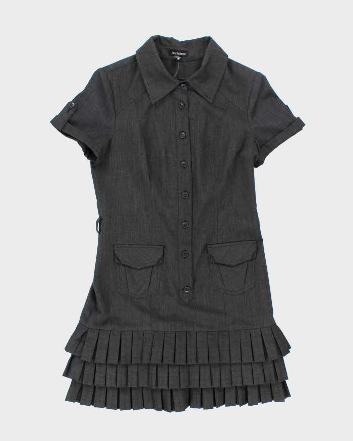 Vintage Y2k 00s Le Chateau Button-up Pleated Dress - M