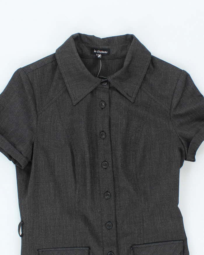 Vintage Y2k 00s Le Chateau Button-up Pleated Dress - M