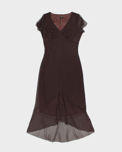 Y2K Le Chateau Brown Gauzy Evening Dress - M