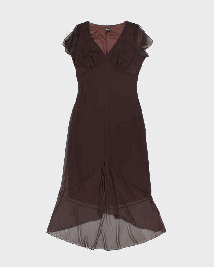 Y2K Le Chateau Brown Gauzy Evening Dress - M