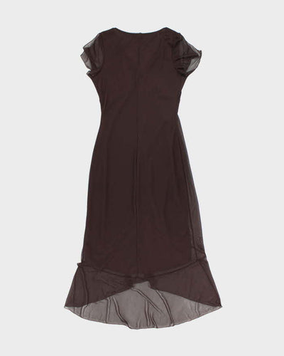 Y2K Le Chateau Brown Gauzy Evening Dress - M