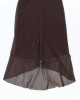 Y2K Le Chateau Brown Gauzy Evening Dress - M