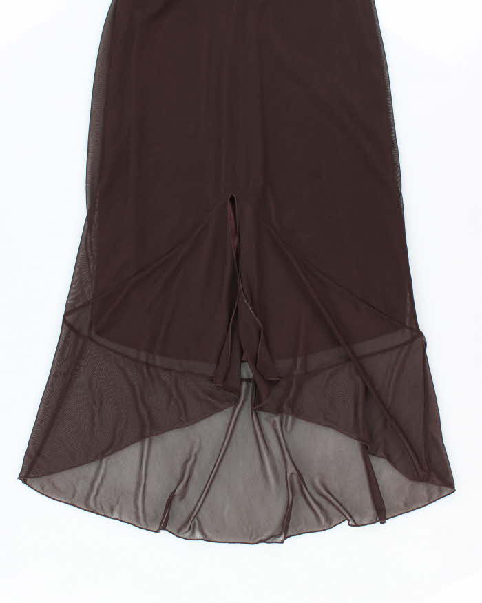Y2K Le Chateau Brown Gauzy Evening Dress - M