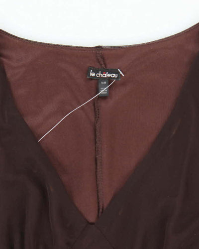 Y2K Le Chateau Brown Gauzy Evening Dress - M