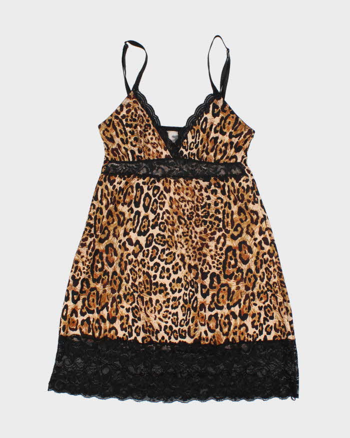 Vintage Y2k 00s Marilyn Monroe Leopard Print Slip Dress - S