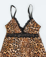 Vintage Y2k 00s Marilyn Monroe Leopard Print Slip Dress - S