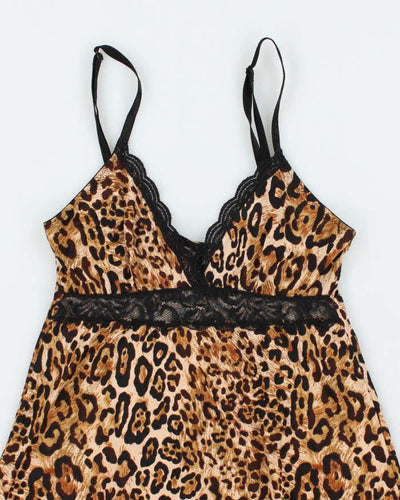 Vintage Y2k 00s Marilyn Monroe Leopard Print Slip Dress - S