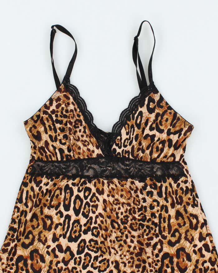 Vintage Y2k 00s Marilyn Monroe Leopard Print Slip Dress - S