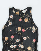 Vintage 90s Marian R Maral Floral Satin Dress - S