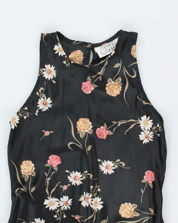 Vintage 90s Marian R Maral Floral Satin Dress - S
