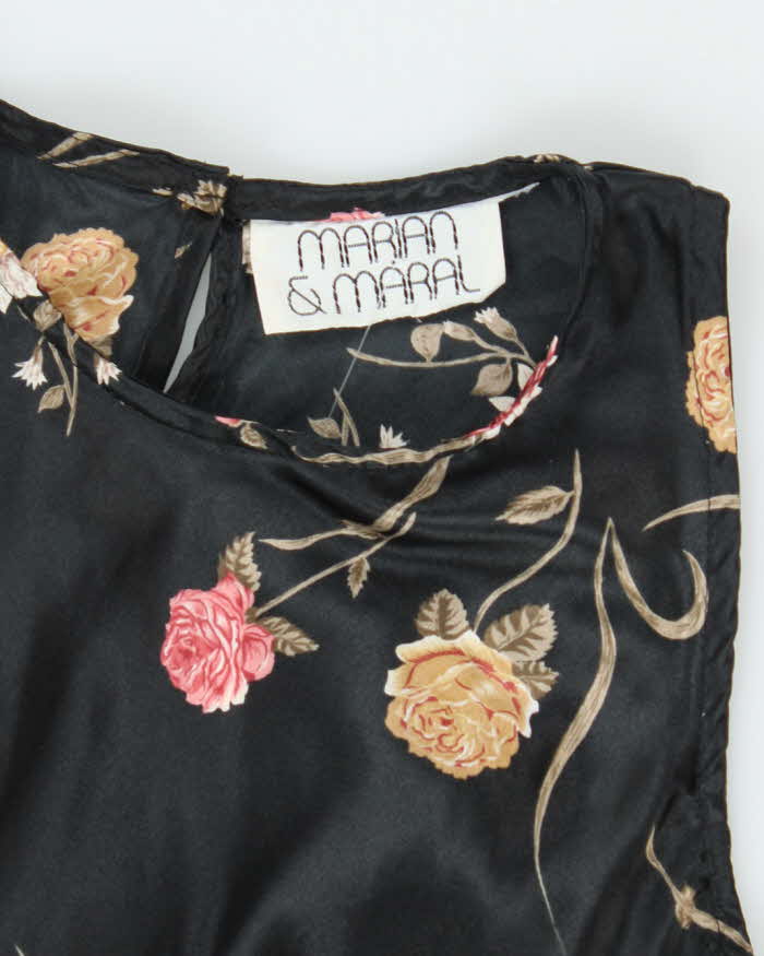 Vintage 90s Marian R Maral Floral Satin Dress - S