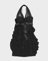 Vintage 90s 00s Betsey &amp; Adam Ruffle Halter Neck Dress- S