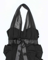 Vintage 90s 00s Betsey &amp; Adam Ruffle Halter Neck Dress- S