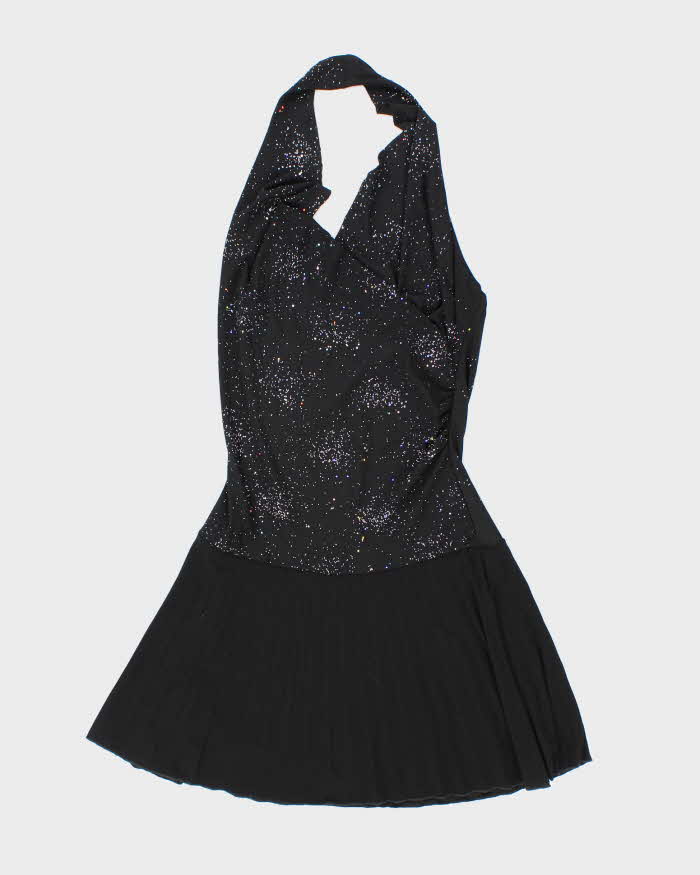 Vintage Y2k 00s Khaki Krew Cowl Neck Halter Sparkly Dress - S