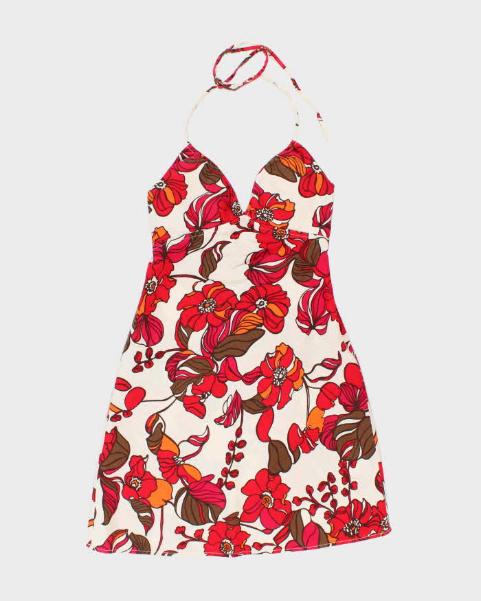 Vintage Y2k 00s Guess Floral Halter Neck Dress - S