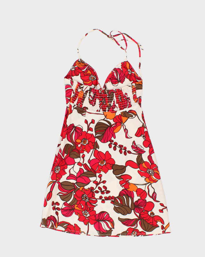Vintage Y2k 00s Guess Floral Halter Neck Dress - S