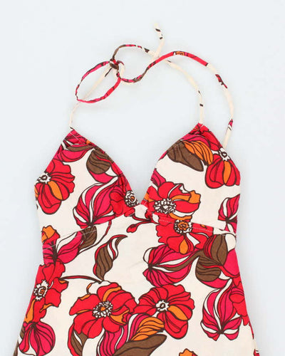 Vintage Y2k 00s Guess Floral Halter Neck Dress - S