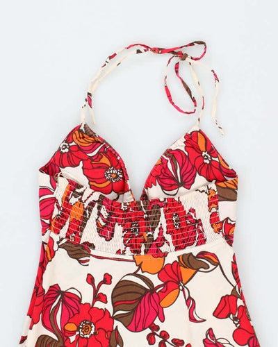 Vintage Y2k 00s Guess Floral Halter Neck Dress - S