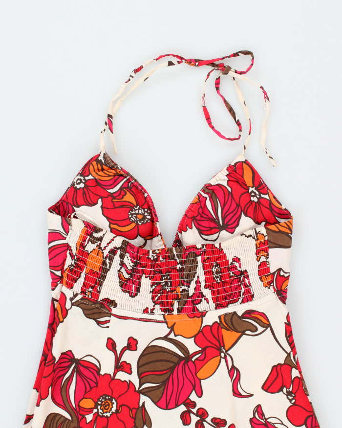 Vintage Y2k 00s Guess Floral Halter Neck Dress - S
