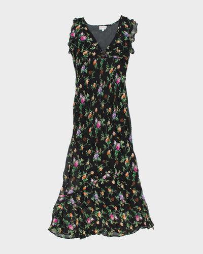 Vintage 90s Raindrop Floral Maxi Dress - S