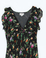 Vintage 90s Raindrop Floral Maxi Dress - S