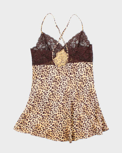 Vintage Y2k 00s La Senza Silk Leopard Print Slip Dress - L
